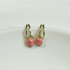 Pink Tulip Flower Stud Earring