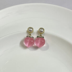 Peach Pearl Drop Earrings