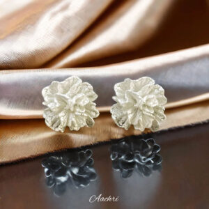 White camellia flower stud earrings