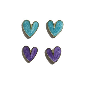 Gold Plated Brass Heart Shape Stud Earrings Combo
