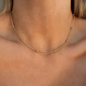 Stainless Steel Round Beads Snake Chain Necklace