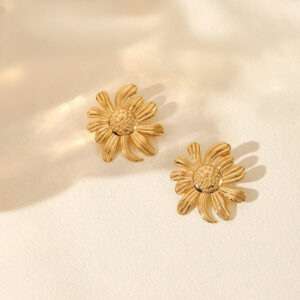 Stainless Steel Daisy Flower Stud Earrings