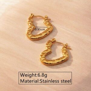 Stainless Steel Heart Shape Hoop Earrings
